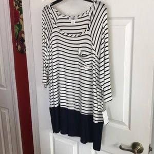 Blue and cream stripe top from Dillard’s